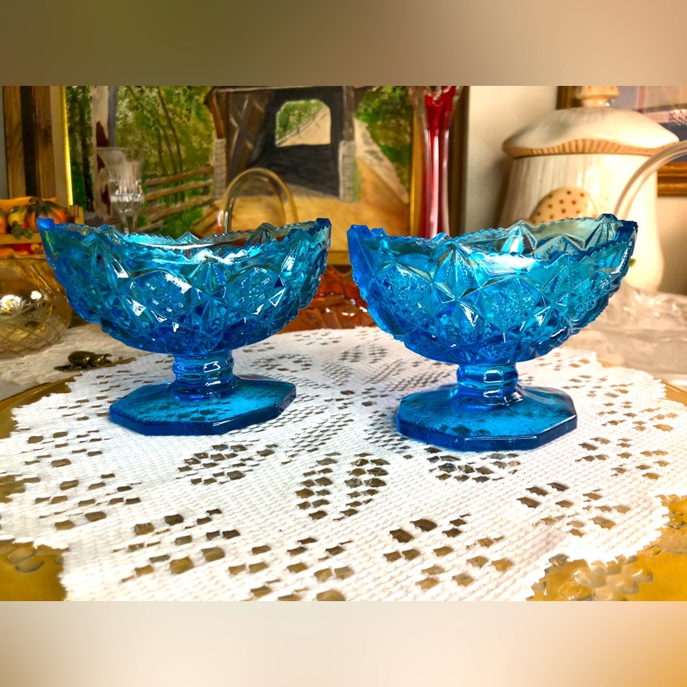 Wheaton Aqua blue set taper candler holder